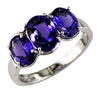 2.85CT AAA TANZANITE 14K WHITE GOLD 3D OVAL PAST PRESENT FUTURE ANNIVERSARY RING