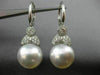 ESTATE LARGE .70CT DIAMOND & AAA SOUTH SEA PEARL 18K WHITE GOLD HANGING EARRINGS