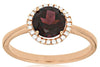 ESTATE 1.65CT DIAMOND & AAA RHODOLITE 14KT ROSE GOLD ROUND CLASSIC HALO FUN RING