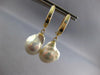 LARGE AAA SOUTH SEA PEARL 14KT YELLOW GOLD 3D CLASSIC LEVERBACK HANGING EARRINGS