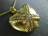 ANTIQUE LARGE .60CT DIAMOND 14KT YELLOW GOLD FILIGREE PUFFED HEART PENDANT 606