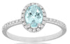 .85CT DIAMOND & AAA AQUAMARINE 14KT WHITE GOLD OVAL & ROUND FRIENDSHIP LOVE RING