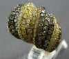 LARGE 5.92CT WHITE & MULTI COLOR DIAMOND 18KT YELLOW GOLD 3D MULTI ROW FUN RING