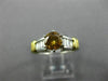 LARGE .83CT WHITE & ORANGE DIAMOND PLATINUM 18KT YELLOW GOLD 3D ENGAGEMENT RING