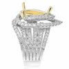 EXTRA LARGE 3.24CT DIAMOND 14KT 2 TONE GOLD PEAR SHAPE & ROUND SEMI MOUNT RING