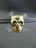 ESTATE .20CT DIAMOND 14K WHITE YELLOW GOLD PIRATE SKULL SCREW BACK STUD EARRINGS