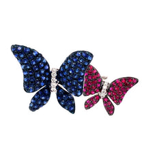 2.51CT DIAMOND & AAA RUBY & SAPPHIRE 18KT WHITE GOLD DOUBLE BUTTERFLY LOVE RING