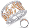 WIDE .78CT DIAMOND 14KT WHITE & ROSE GOLD 3D MULTI LEAF CLASSIC ANNIVERSARY RING