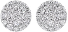 ESTATE .49CT DIAMOND 14KT WHITE GOLD 3D CLUSTER CIRCULAR CLASSIC STUD EARRINGS