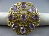 ANTIQUE VICTORIAN 14CT AAA AMETHYST 14KT YELLOW GOLD FLOWER PIN BROOCH #19164