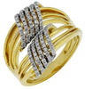 ESTATE WIDE .45CT DIAMOND 14KT YELLOW GOLD 3D MULTI ROW CLASSIC SWIRL FUN RING