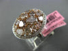 ESTATE LARGE 4.21CT MULTI COLOR DIAMOND 18KT WHITE & ROSE GOLD CLUSTER OVAL RING