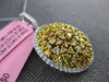 LARGE 2.71CT WHITE & FANCY YELLOW DIAMOND 18KT 2 TONE GOLD CLUSTER OVAL PENDANT