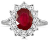 3.0CT DIAMOND & AAA RUBY 14KT WHITE GOLD CLASSIC PRINCESS DIANA ENGAGEMENT RING