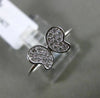 ESTATE .16CT PAVE ROUND DIAMOND 18KT WHITE GOLD 3D BUTTERFLY LOVE RING 6mm WIDE
