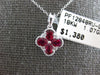 SMALL .74CT DIAMOND & AAA RUBY 18KT WHITE GOLD PEAR SHAPE 4 LEAF CLOVER PENDANT
