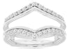 ESTATE WIDE .50CT DIAMOND 14KT WHITE GOLD 3D V SHAPE INSERT ANNIVERSARY RING