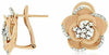 ESTATE .35CT DIAMOND 14KT ROSE GOLD 3D CLASSIC FLOWER ROSE CLIP ON EARRINGS