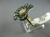 ESTATE LARGE 1.32CT WHITE & BLACK DIAMOND 14K YELLOW & BLACK GOLD 3D FLOWER RING