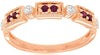 ESTATE .22CT DIAMOND & AAA RUBY 14KT ROSE GOLD 3D FILIGREE RECTANGULAR FUN RING
