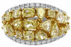 LARGE 2.74CT WHITE & FANCY YELLOW DIAMOND 18KT 2 TONE GOLD 3D MULTI SHAPE RING