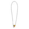 2.98CT DIAMOND & AAA ORANGE & YELLOW SAPPHIRE 18KT WHITE GOLD TRIANGULAR PENDANT