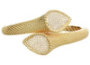 ESTATE LARGE 2.12CT DIAMOND 18KT YELLOW GOLD 3D PAVE DOUBLE LEAF BANGLE BRACELET