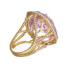 EXTRA LARGE 66.59CT DIAMOND & AAA KUNZITE 18KT YELLOW GOLD CUSHION & ROUND RING