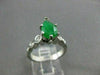 ANTIQUE 1.5CT DIAMOND & AAA JADE 14K WHITE GOLD TEAR DROP ENGAGEMENT RING #21762
