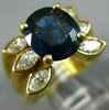 ESTATE LARGE 3.10CT DIAMOND & AAA SAPPHIRE 18K YELLOW GOLD 3 ROW ENGAGEMENT RING