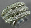 ESTATE LARGE 2.09CT DIAMOND 14K WHITE GOLD MULTI ROW CRISS CROSS FUN RING #18560