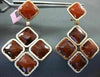 LARGE .80CT DIAMOND & TIGER EYE & QUARTZ 14KT ROSE GOLD SQUARE HANGING EARRINNGS