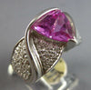 LARGE 3.80CT DIAMOND & AAA PINK QUARTZ 14KT WHITE GOLD TRILLION & ROUND FUN RING