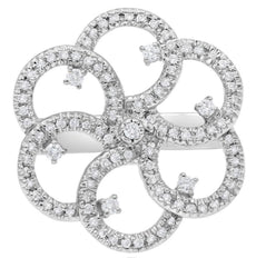 ESTATE .49CT DIAMOND 14KT WHITE GOLD 3D MULTI CIRCULAR FLOWER FUN RING