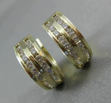 ESTATE 1CT DIAMOND 2 ROW 14K YELLOW GOLD HUGGIE EARRINGS ASTONISHING LOOK! #5319