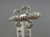 ESTATE WIDE .26CT DIAMOND 14KT WHITE GOLD 3D FLEUR DE LIS PAVE FILIGREE FUN RING