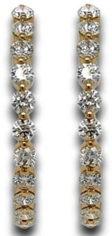 .35CT DIAMOND 14KT YELLOW GOLD 3D ROUND SHARED PRONG INSIDE OUT HANGING EARRINGS