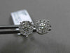 ESTATE .64CT DIAMOND 18K WHITE GOLD 3D SOLITAIRE HALO CLUSTER STUD EARRINGS F/G