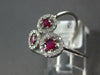 ESTATE 1.57CT DIAMOND & AAA RUBY 14KT WHITE GOLD 3D ROUND HALO FLOWER FUN RING