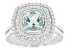 LARGE 1.17CT DIAMOND & AAA AQUAMARINE 14K WHITE GOLD 3D CUSHION & ROUND FUN RING