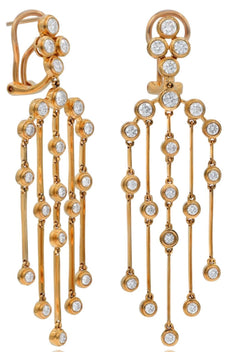 LARGE 2.70CT DIAMOND 18KT ROSE GOLD MULTI ROW BY THE YARD BEZEL FLOWER EARRINGS