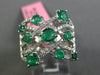 ESTATE 1.66CT DIAMOND & AAA EMERALD 18KT WHITE GOLD MULTI ROW CRISS CROSS RING
