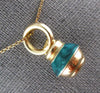 ESTATE LARGE GREEN ENAMEL 14KT YELLOW GOLD 3D JAR FUN CHARM PENDANT #27411
