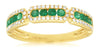 .52CT DIAMOND & AAA EMERALD 14KT YELLOW GOLD ROUND 4 STONE HALO ANNIVERSARY RING