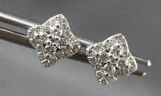 ESTATE .32CT DIAMOND 14KT WHITE GOLD 3D CLUSTER SQUARE FLOWER STUD EARRINGS