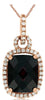 5.20CT DIAMOND & AAA RHODOLITE 14KT ROSE GOLD CUSHION & ROUND LOVE KNOT PENDANT