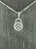 ESTATE .35CT DIAMOND 18KT WHITE GOLD 3D ROUND CLUSTER HALO FLOATING PENDANT