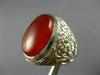ESTATE EXTRA LARGE 925 STERLING SILVER AAA RED AGATE FILIGREE MENS RING #26550