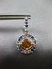 2.10CT AAA ORANGE & MULTI COLOR SAPPHIRE 14KT WHITE GOLD HANGING EARRINGS #27215