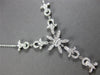 LARGE 1.25CT DIAMOND 18KT WHITE GOLD 3D FLOWER SNOWFLAKE LARIAT NECKLACE #27832